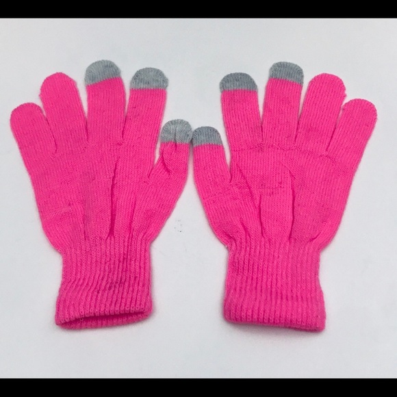 NEW Pink Touchscreen Knit Gloves - Picture 1 of 3